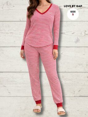 Love by Gap Pajama Set – S – Red & White Striped Modal Blend